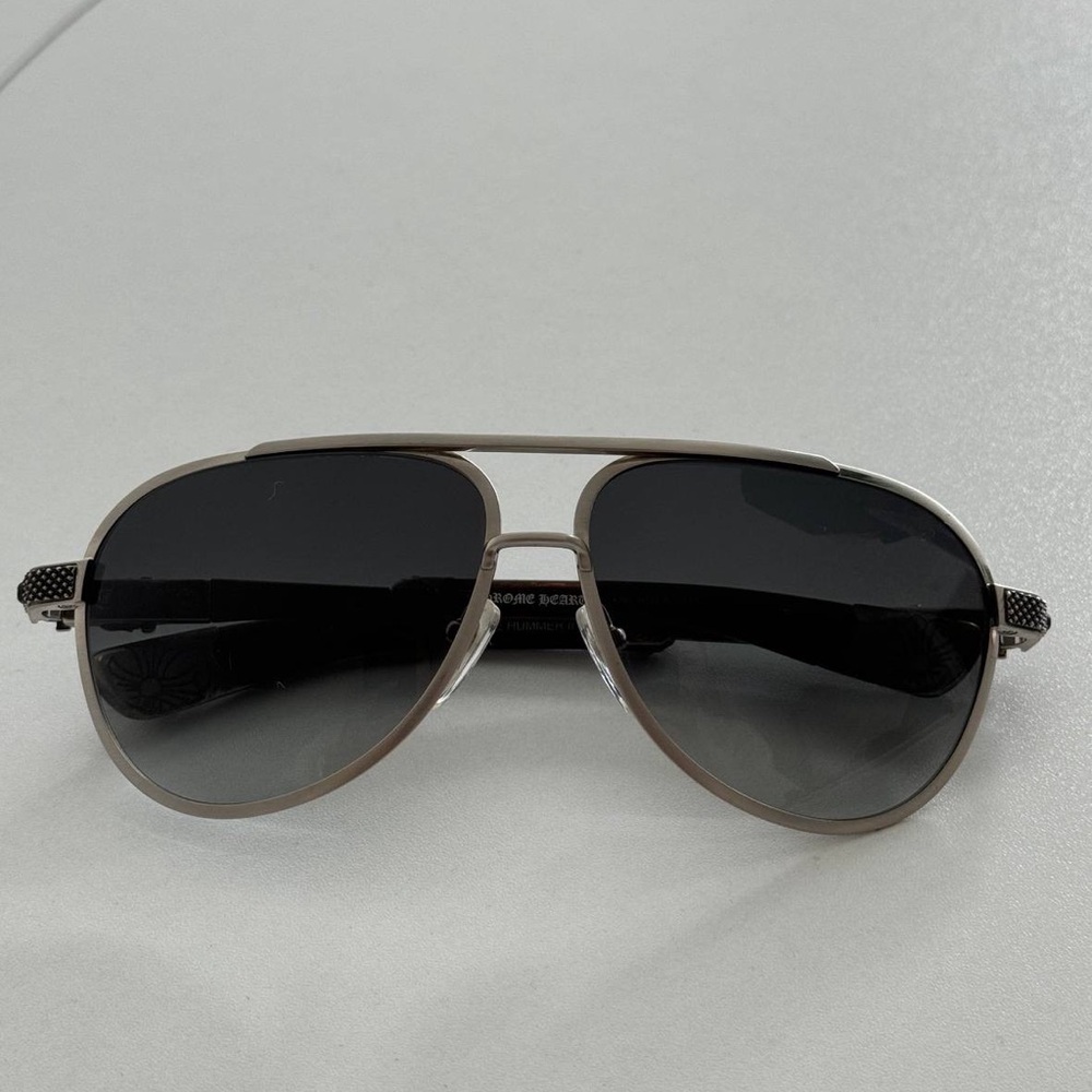 Chrome Hearts Like New Authentic Aviator Sunglasses W Silver Frame Black Lenses